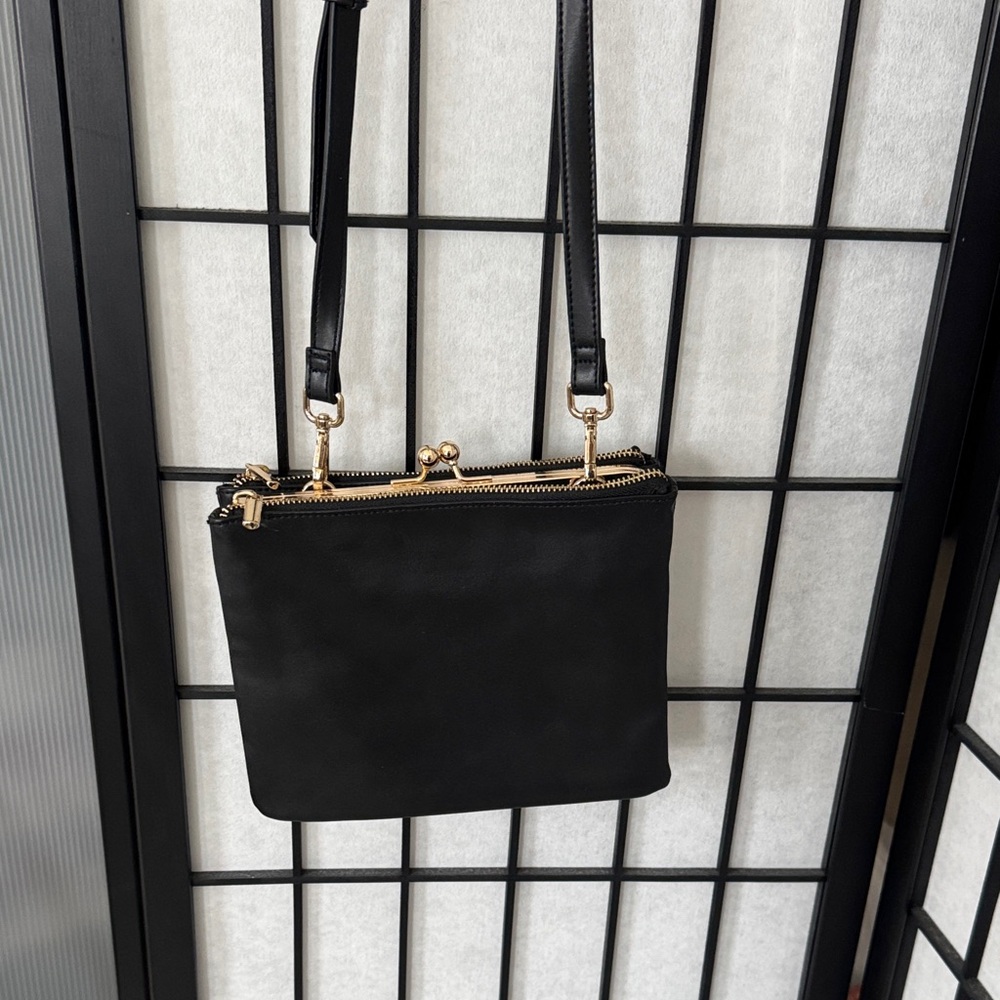 a new day Black Crossbody Bag with Gold Hardware
